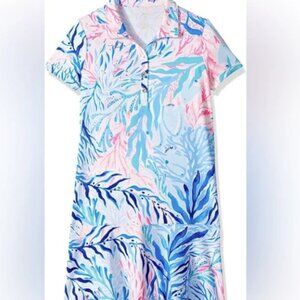 Lilly Pulitzer Mini Sadie Polo Kaleidoscope Coral Large (8-10) NWT